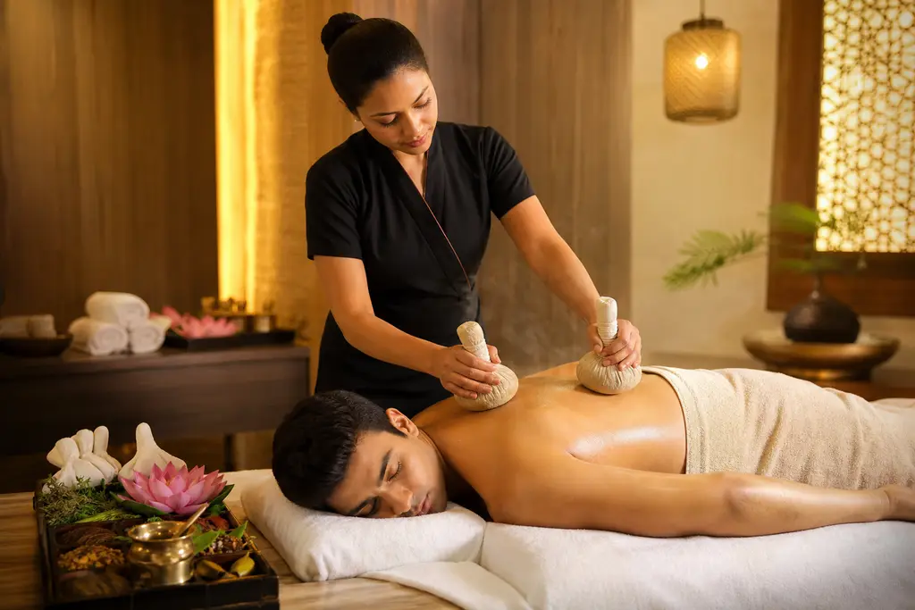 Professional herbal potli wellness treatment at Kyra Wellness and Spa