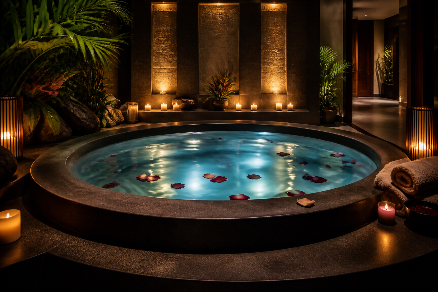 Warm private Jacuzzi hydrotherapy experience