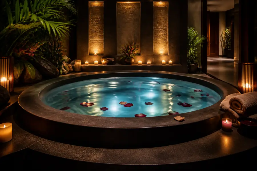 Warm private Jacuzzi hydrotherapy experience