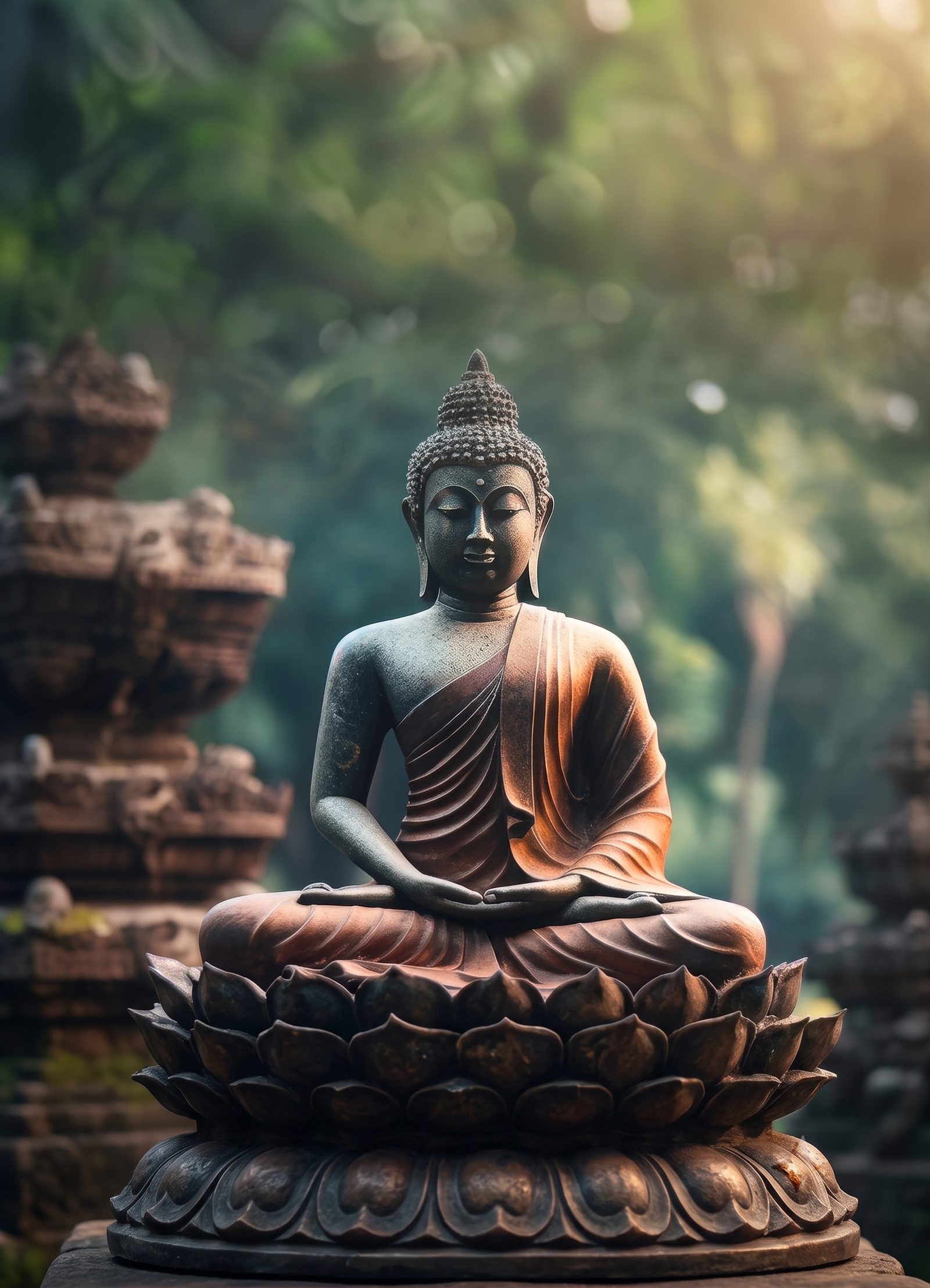 Buddha statue in a tranquil garden sanctuary at Kyra Wellness and Spa